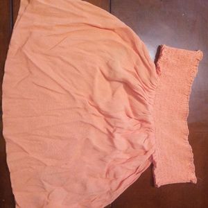 Peach strapless crop top